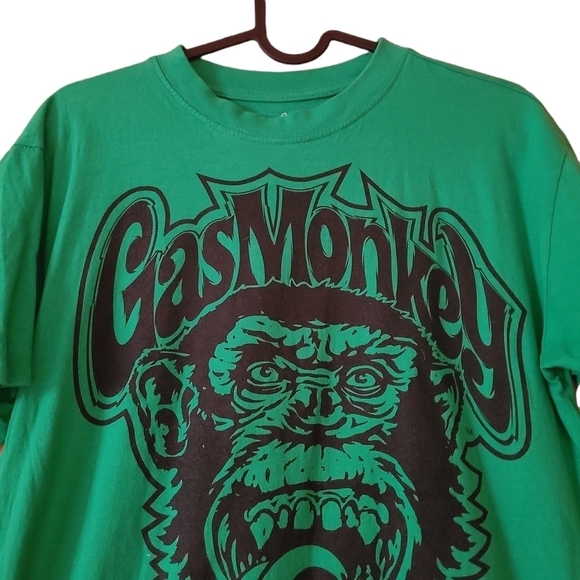 Gas Monkey Garage green black pull-over short-sleeved tee shirt with big logo - Picture 2 of 7